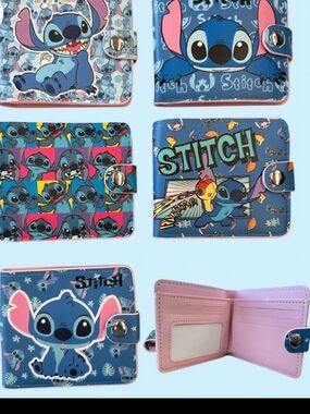 Disney Kids Stitch Bifold Wallet — Blue and Pink